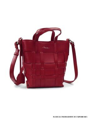 3.1 Phillip Lim Lipstick Red Odita Mini Modern Lattice Bucket